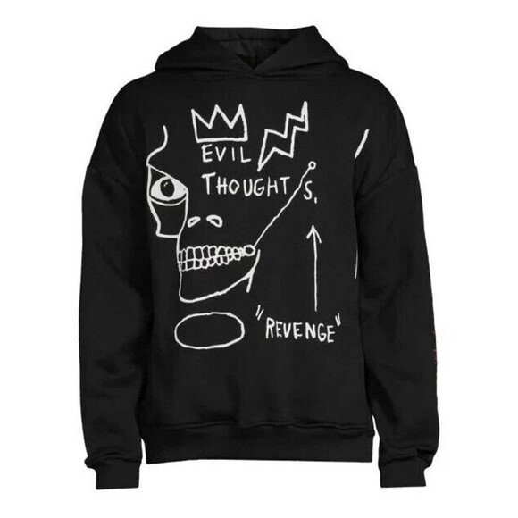 Reason Basquiat Hoodie Men’s XL Black White Evil Thoughts Graphic - Picture 1 of 16